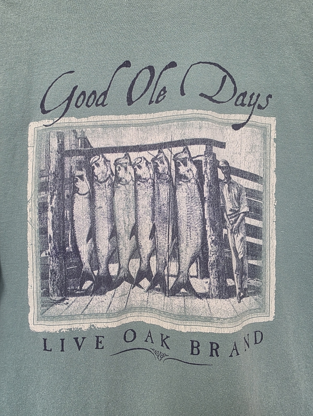 Live Oak Brand Mens T Shirt Good Ole Days Size 2x Green Fisherman Fishing Hunt